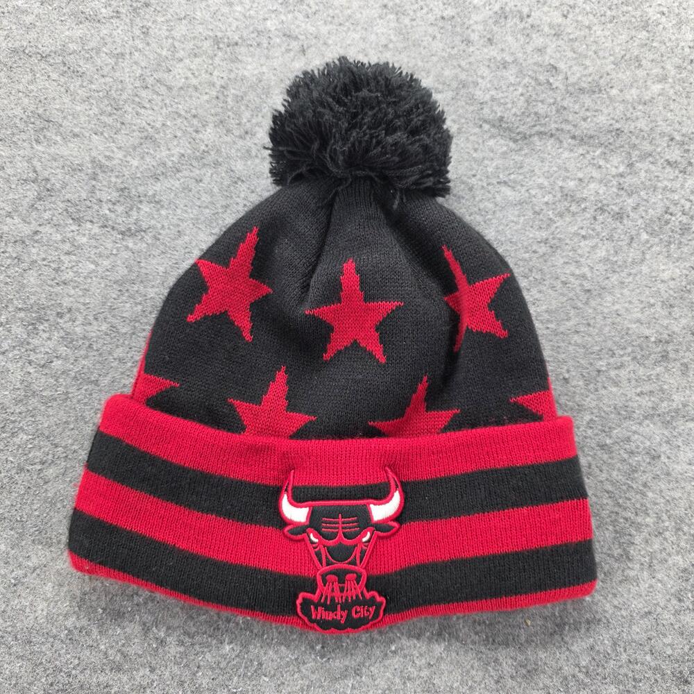Chicago Bulls Hat Beanie Mens Black Red NBA Basketball Windy City Cuffed New Era